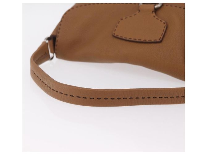 Bolso de hombro PRADA de cuero marrón plata Auth am12821V Castaño - vista 8