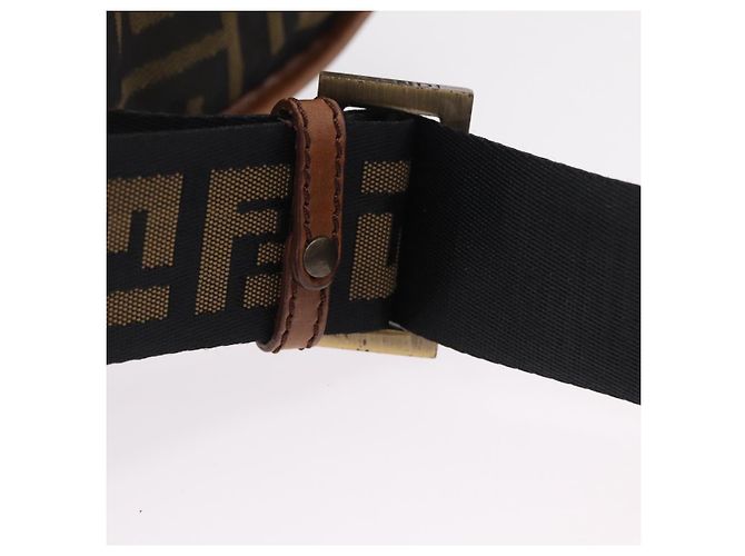 Bolso de hombro FENDI Zucca Canvas Negro Marrón 7VA152 Auth BA15976A Castaño - vista 10
