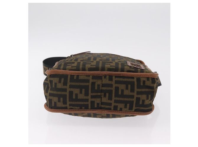 Bolso de hombro FENDI Zucca Canvas Negro Marrón 7VA152 Auth BA15976A Castaño - vista 11