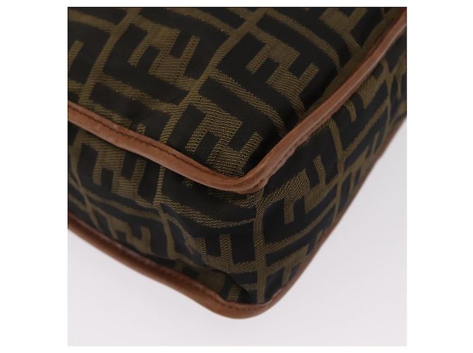 Bolso de hombro FENDI Zucca Canvas Negro Marrón 7VA152 Auth BA15976A Castaño - vista 12
