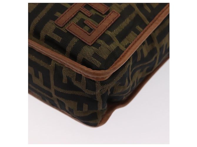 Bolso de hombro FENDI Zucca Canvas Negro Marrón 7VA152 Auth BA15976A Castaño - vista 13