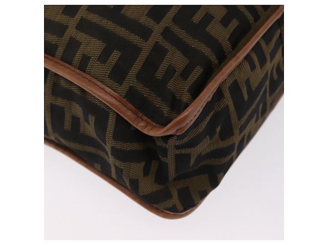Bolso de hombro FENDI Zucca Canvas Negro Marrón 7VA152 Auth BA15976A Castaño - vista 14