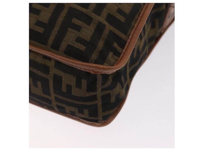 Bolso de hombro FENDI Zucca Canvas Negro Marrón 7VA152 Auth BA15976A Castaño - vista 15