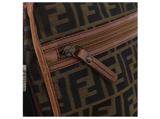 Bolso de hombro FENDI Zucca Canvas Negro Marrón 7VA152 Auth BA15976A Castaño - vista 18