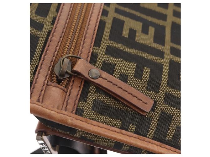 Bolso de hombro FENDI Zucca Canvas Negro Marrón 7VA152 Auth BA15976A Castaño - vista 24