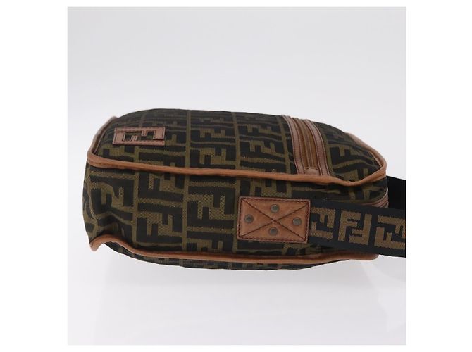 Bolso de hombro FENDI Zucca Canvas Negro Marrón 7VA152 Auth BA15976A Castaño - vista 4
