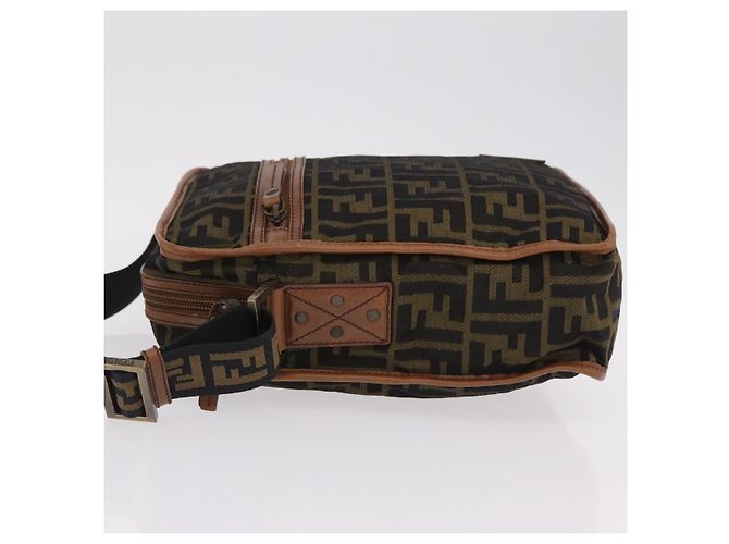 Bolso de hombro FENDI Zucca Canvas Negro Marrón 7VA152 Auth BA15976A Castaño - vista 5
