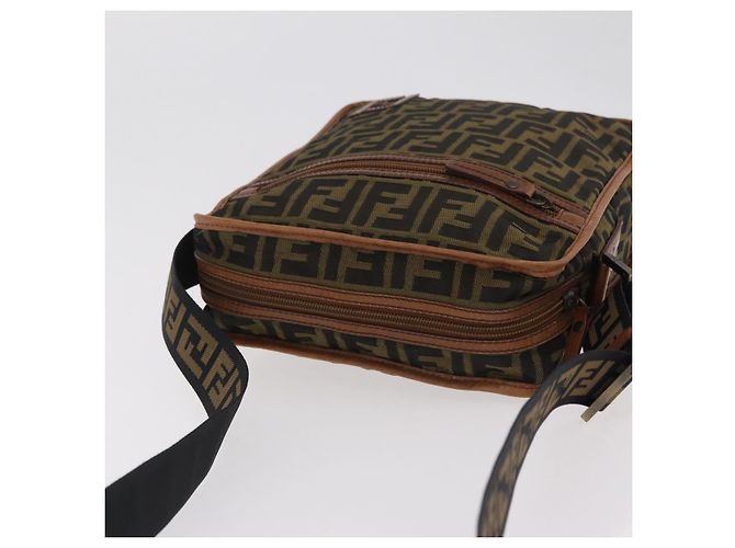 Bolso de hombro FENDI Zucca Canvas Negro Marrón 7VA152 Auth BA15976A Castaño - vista 6