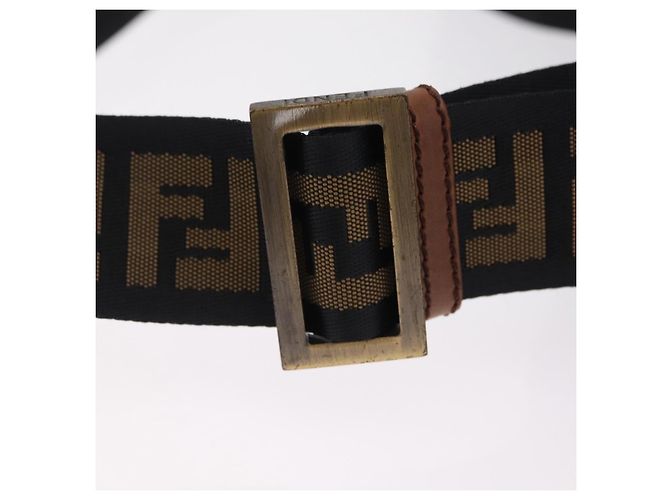 Bolso de hombro FENDI Zucca Canvas Negro Marrón 7VA152 Auth BA15976A Castaño - vista 9