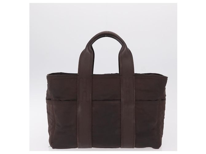 Hermès Borsa a mano HERMES Cotone Nylon Set da 3 Marrone Grigio Auth bs37446 - vista 11