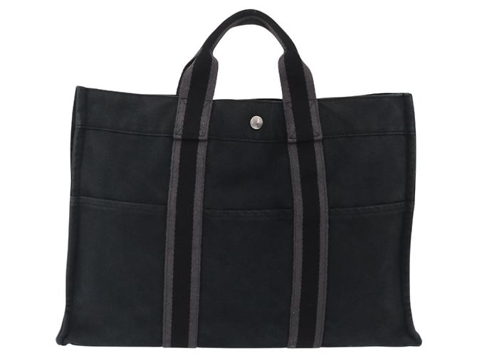 Hermès Borsa a mano HERMES Cotone Nylon Set da 3 Marrone Grigio Auth bs37446 - vista 2