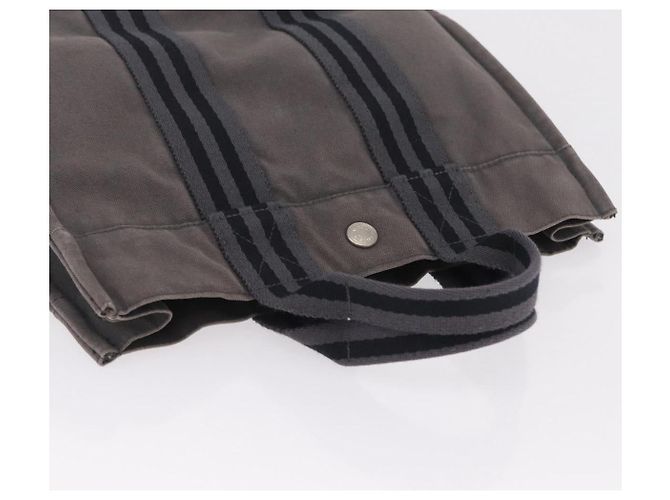 Hermès Borsa a mano HERMES Cotone Nylon Set da 3 Marrone Grigio Auth bs37446 - vista 22