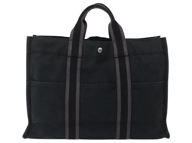 Hermès Borsa a mano HERMES Cotone Nylon Set da 3 Marrone Grigio Auth bs37446 - vista 3