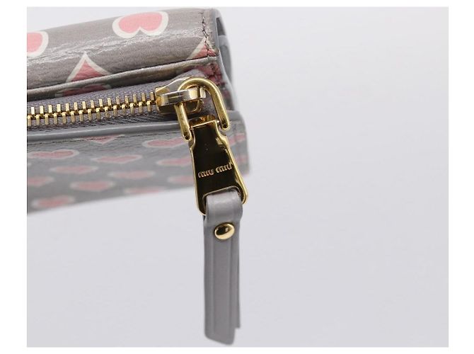 Miu Miu Langbeutel aus Leder Grau Gold Auth yk21007V Braun Golden - Ansicht 12