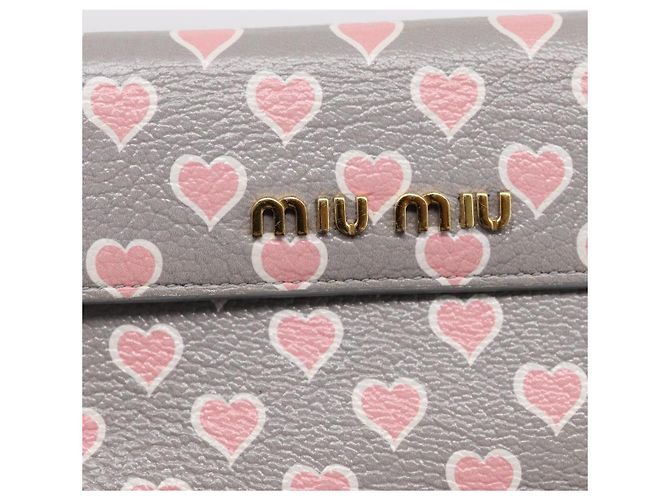 Miu Miu Langbeutel aus Leder Grau Gold Auth yk21007V Braun Golden - Ansicht 13