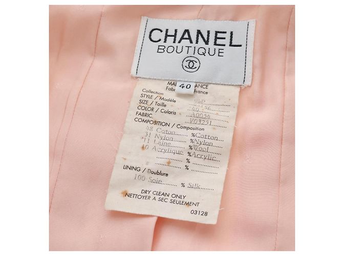 Chaqueta sin cuello CHANEL de tweed 40 Ivory Gold CC Auth 207912M - vista 15