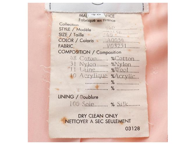 Chaqueta sin cuello CHANEL de tweed 40 Ivory Gold CC Auth 207912M - vista 19