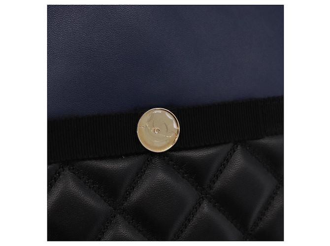 Borsa a pochette CHANEL Matelasse in pelle d'agnello nera e oro CC Auth bs37664 Nero D'oro - vista 13