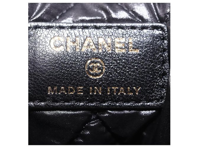 Borsa a pochette CHANEL Matelasse in pelle d'agnello nera e oro CC Auth bs37664 Nero D'oro - vista 15