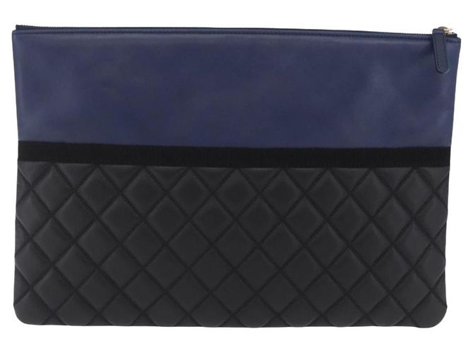 Borsa a pochette CHANEL Matelasse in pelle d'agnello nera e oro CC Auth bs37664 Nero D'oro - vista 3