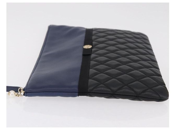 Borsa a pochette CHANEL Matelasse in pelle d'agnello nera e oro CC Auth bs37664 Nero D'oro - vista 5