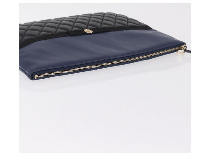 Borsa a pochette CHANEL Matelasse in pelle d'agnello nera e oro CC Auth bs37664 Nero D'oro - vista 6