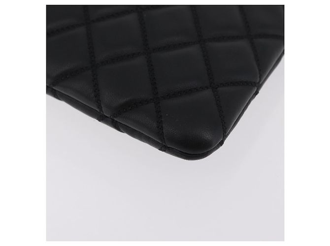 Borsa a pochette CHANEL Matelasse in pelle d'agnello nera e oro CC Auth bs37664 Nero D'oro - vista 9