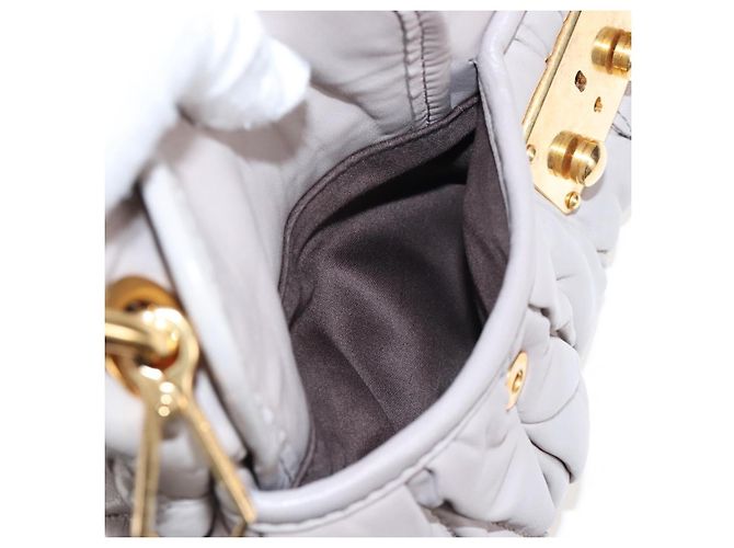 Borsa a mano Miu Miu Matelassé in pelle 2way Grigio Oro Auth 167690M Marrone D'oro - vista 25