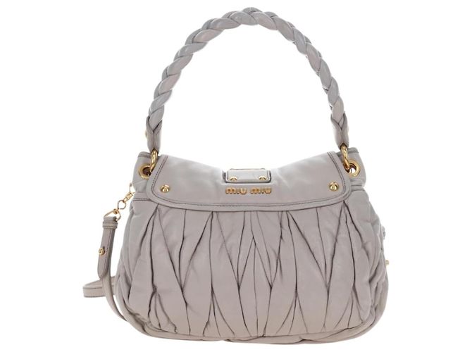 Borsa a mano Miu Miu Matelassé in pelle 2way Grigio Oro Auth 167690M Marrone D'oro - vista 3