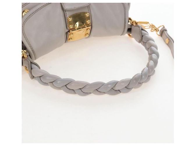 Borsa a mano Miu Miu Matelassé in pelle 2way Grigio Oro Auth 167690M Marrone D'oro - vista 7
