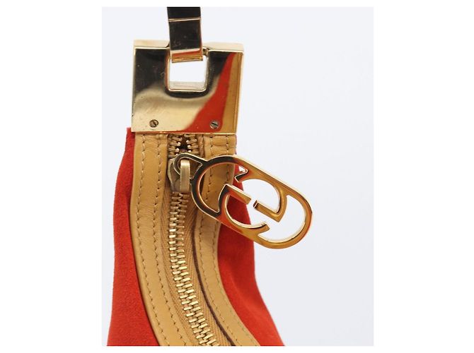 Borsa a tracolla GUCCI Suede Red Gold 001 3812 Auth 208709V - vista 18