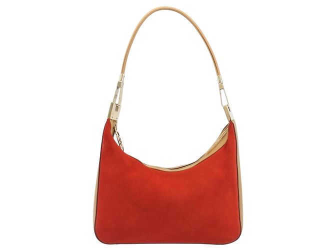 Borsa a tracolla GUCCI Suede Red Gold 001 3812 Auth 208709V - vista 2