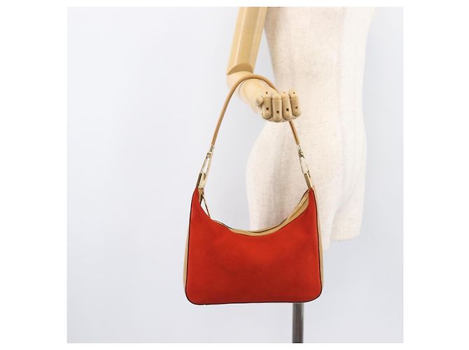Borsa a tracolla GUCCI Suede Red Gold 001 3812 Auth 208709V - vista 26