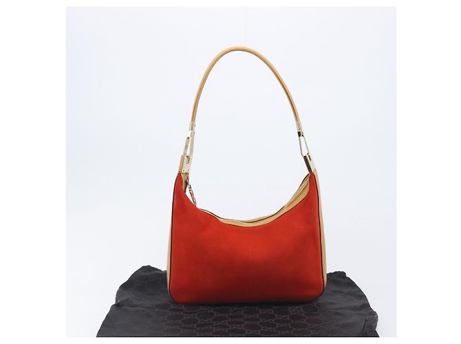 Borsa a tracolla GUCCI Suede Red Gold 001 3812 Auth 208709V - vista 27
