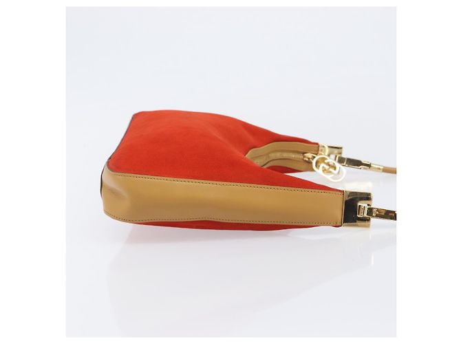 Borsa a tracolla GUCCI Suede Red Gold 001 3812 Auth 208709V - vista 4