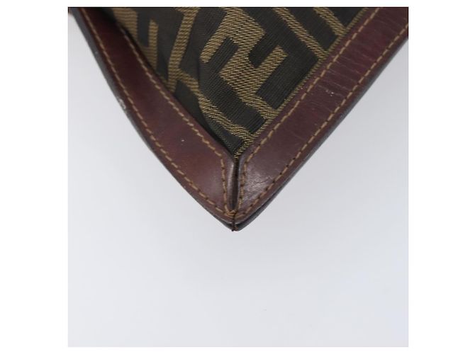 Borsa a pochette FENDI Zucca Canvas Marrone Tono Oro Auth 208136 - vista 10