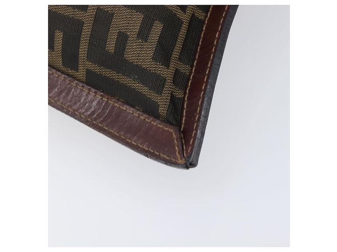 Borsa a pochette FENDI Zucca Canvas Marrone Tono Oro Auth 208136 - vista 12
