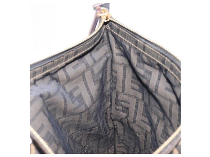 Borsa a pochette FENDI Zucca Canvas Marrone Tono Oro Auth 208136 - vista 16