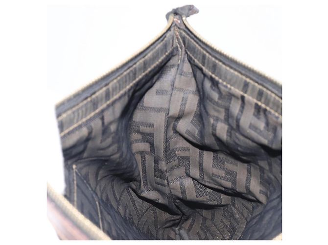 Borsa a pochette FENDI Zucca Canvas Marrone Tono Oro Auth 208136 - vista 17