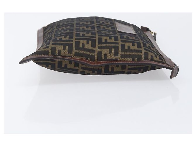 Borsa a pochette FENDI Zucca Canvas Marrone Tono Oro Auth 208136 - vista 4