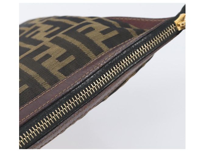 Borsa a pochette FENDI Zucca Canvas Marrone Tono Oro Auth 208136 - vista 7