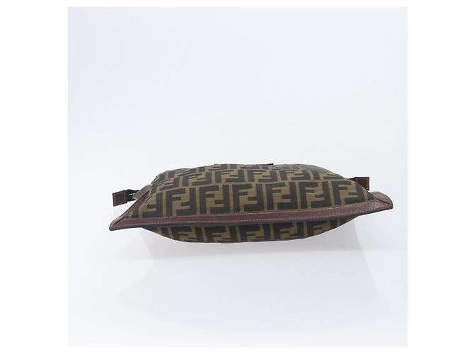 Borsa a pochette FENDI Zucca Canvas Marrone Tono Oro Auth 208136 - vista 8