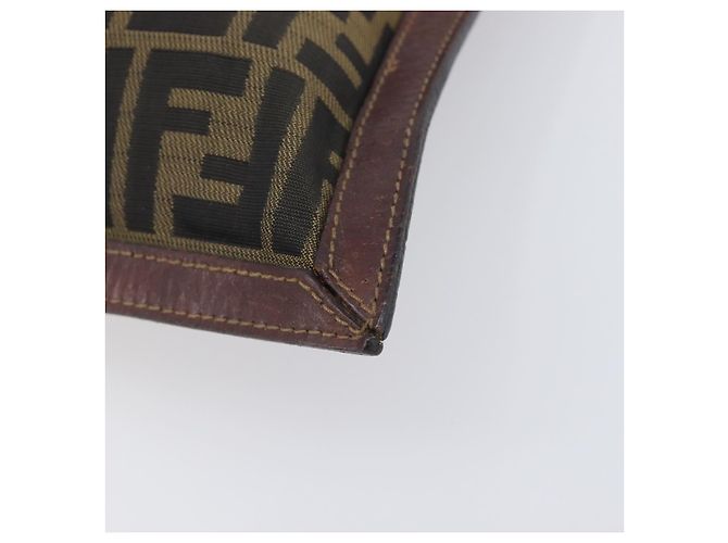Borsa a pochette FENDI Zucca Canvas Marrone Tono Oro Auth 208136 - vista 9