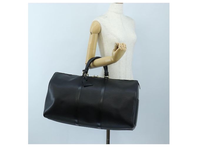 LOUIS VUITTON Epi Keepall 50 Boston Bag Noir M42962 LV Auth LN106V Nero - vista 23