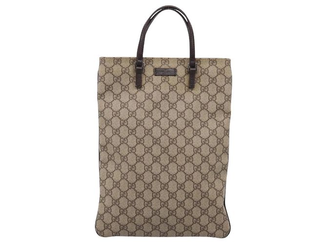 Borsa a mano GUCCI GG Supreme PVC Beige Silver 117551 Auth 208679V Argento - vista 2