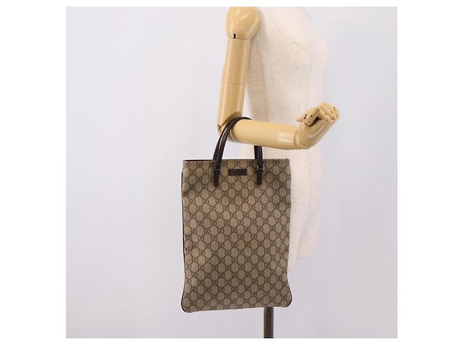 Borsa a mano GUCCI GG Supreme PVC Beige Silver 117551 Auth 208679V Argento - vista 22