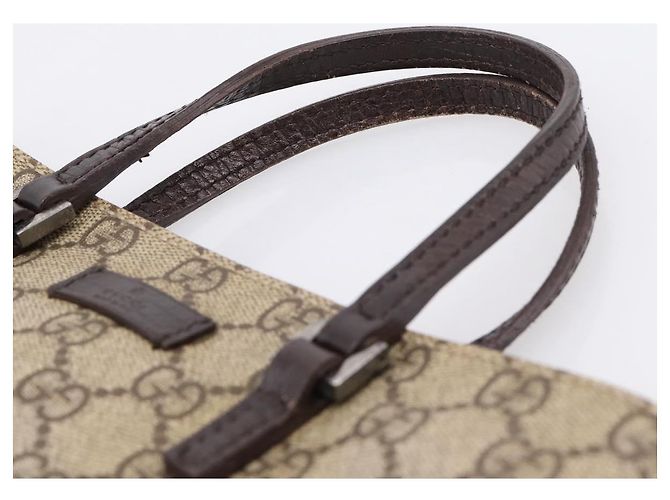 Borsa a mano GUCCI GG Supreme PVC Beige Silver 117551 Auth 208679V Argento - vista 8