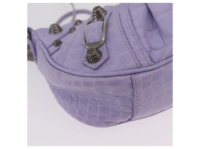 Borsa a tracolla Balenciaga le cagoule in pelle viola argento 671309 Auth ka6589M Porpora - vista 12