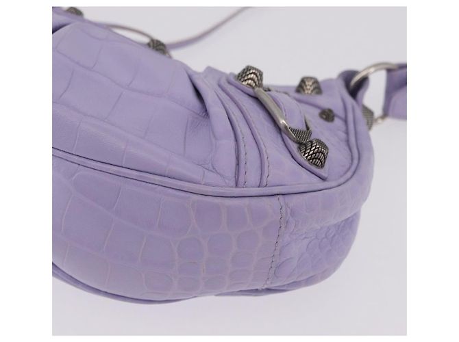 Borsa a tracolla Balenciaga le cagoule in pelle viola argento 671309 Auth ka6589M Porpora - vista 13