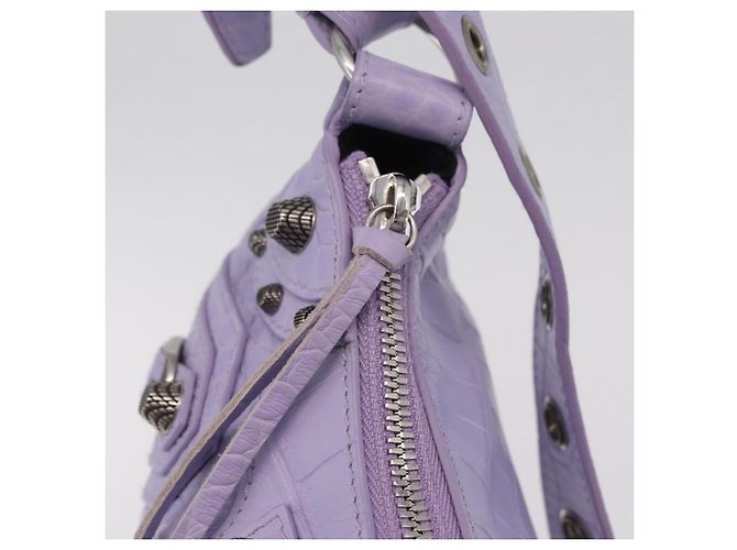 Borsa a tracolla Balenciaga le cagoule in pelle viola argento 671309 Auth ka6589M Porpora - vista 17